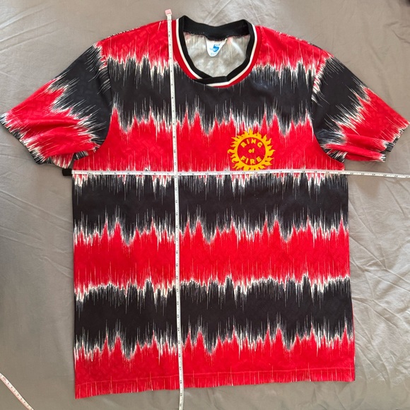 Soccer Jersey Ring of Fire Black Red Amp Stripe L Large vintage - Picture 9 of 9